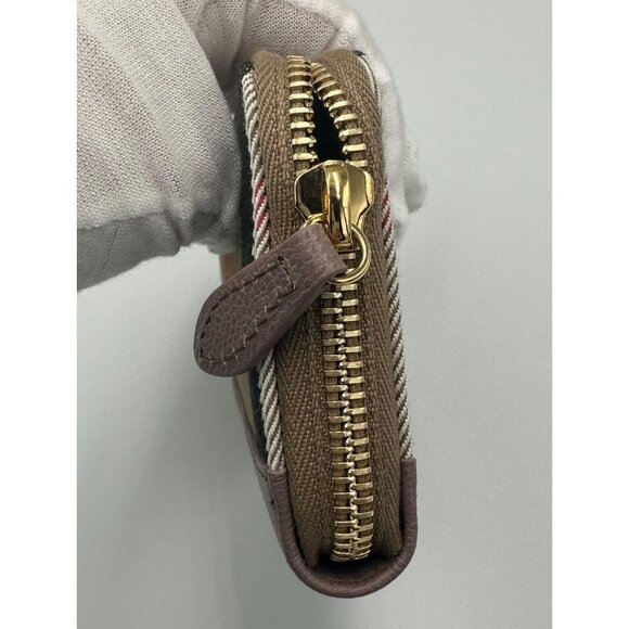 Burberry MN Zip Around Canvas Check Coin Wallet Grey Mink 8084526 - Picture 4 of 8